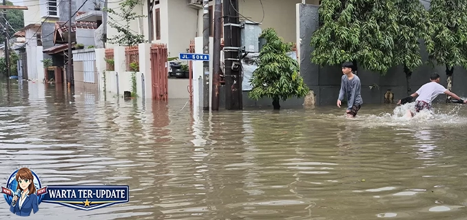 Perumahan Jatibening Permai Bekasi Banjir Air Capai 1 Meter