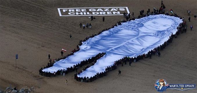 Potret Raksasa Hind Rajab di Pantai Barcelona Soroti Gaza