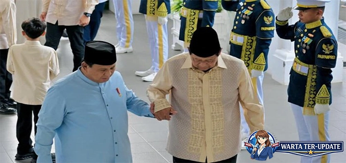 Momen Prabowo Sambut SBY & Jokowi di Open House Lebaran